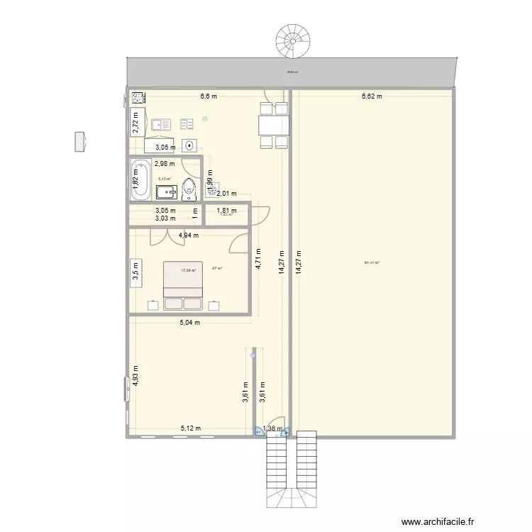 appt2. Plan de 5 Pièces et 186 m²
