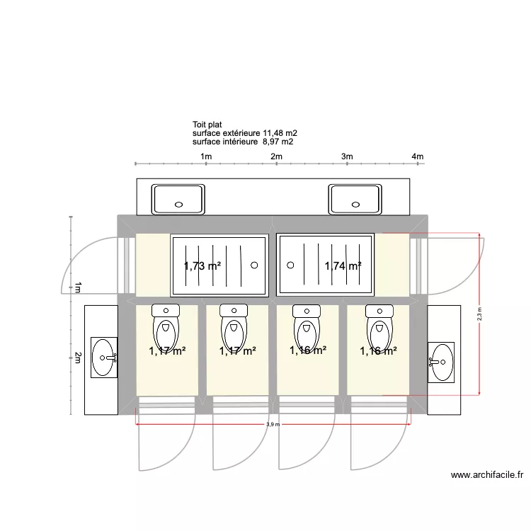 plan 2 douches 4 WC camping. Plan de 6 et 8 m² plan 2 douches 4 WC camping. Plan de 6 et 8 m²