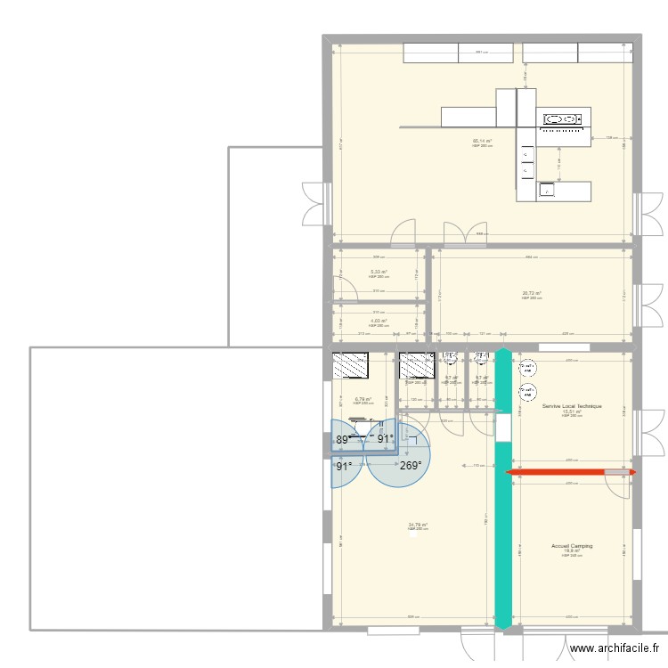 Transformation local sève en accueil Camping Caro. Plan de 0 pièce et 0 m2