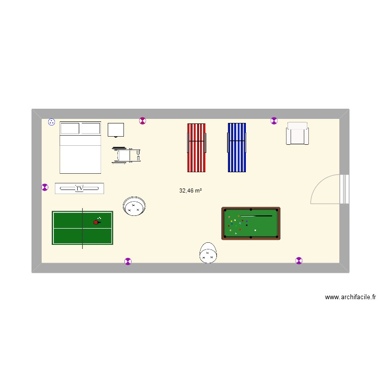 snoeelen . Plan de 1 pièce et 32 m2