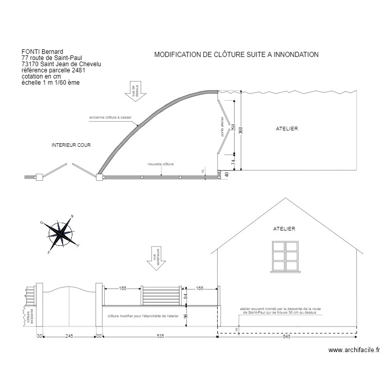 Clôture côté atelier. Plan de 0 pièce et 0 m2