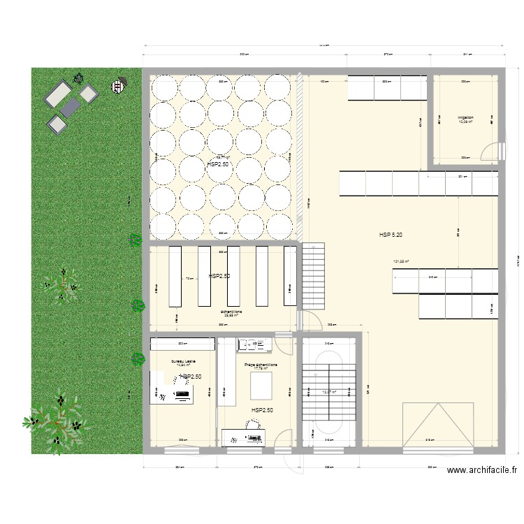 stockage 1er v5. Plan de 53 pièces et 1378 m2