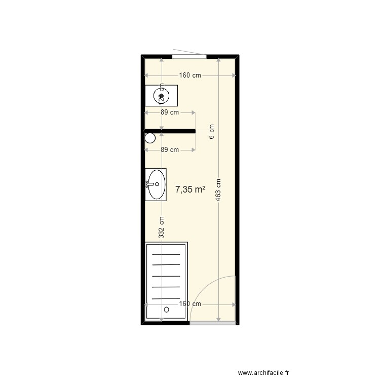 TORCHI MOHAMED . Plan de 1 pièce et 7 m2