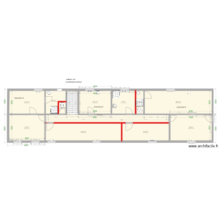 Bâtiment Voltaire CHAMBRE 5 ET SDB 5. Plan de 12 pièces et 137 m2