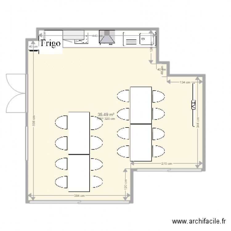 SALLE ANIMATION KERNATOUS. Plan de 1 pièce et 35 m2