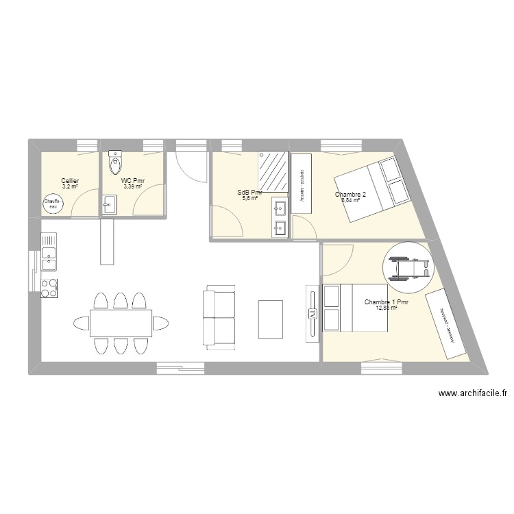 st georges essai. Plan de 5 pièces et 34 m2