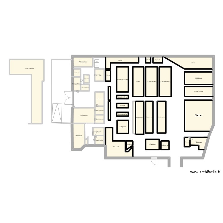 PLAN MAGASIN CASINO fin. Plan de 43 pièces et 87 m2