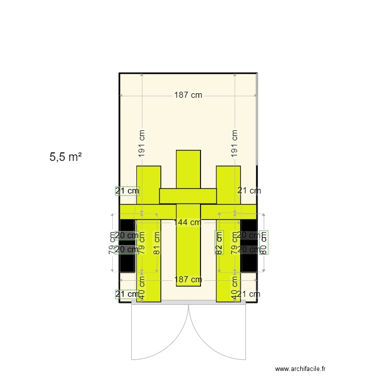 Plancher camionnette. Plan de 3 pièces et 6 m2