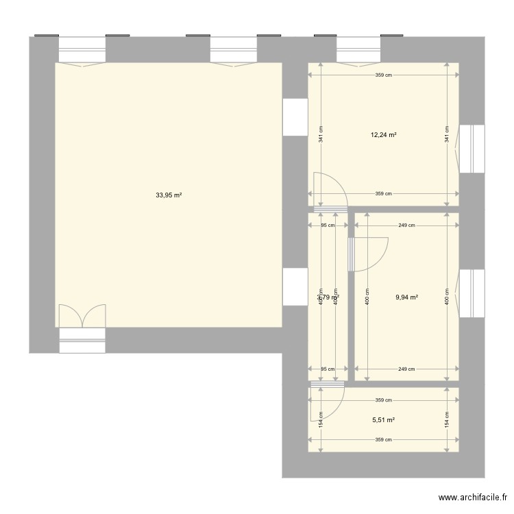 Projet. Plan de 5 pièces et 65 m2