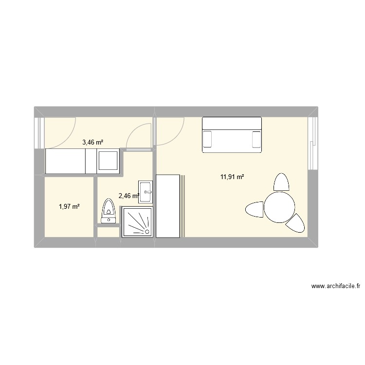 studio 30 mod2. Plan de 5 pièces et 20 m2