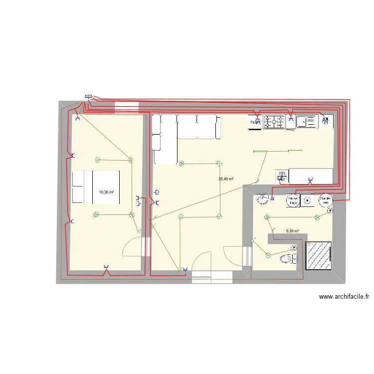 CHAOUKI MAKKI PLAN. Plan de 3 pièces et 64 m2