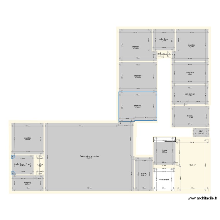 future maison1. Plan de 20 pièces et 183 m2
