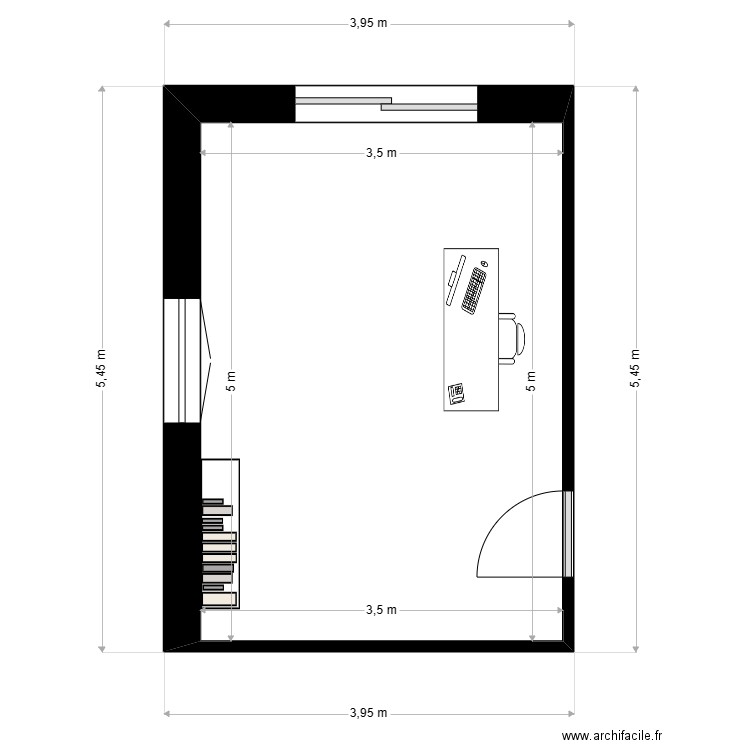 bureau. Plan de 1 pièce et 17 m2