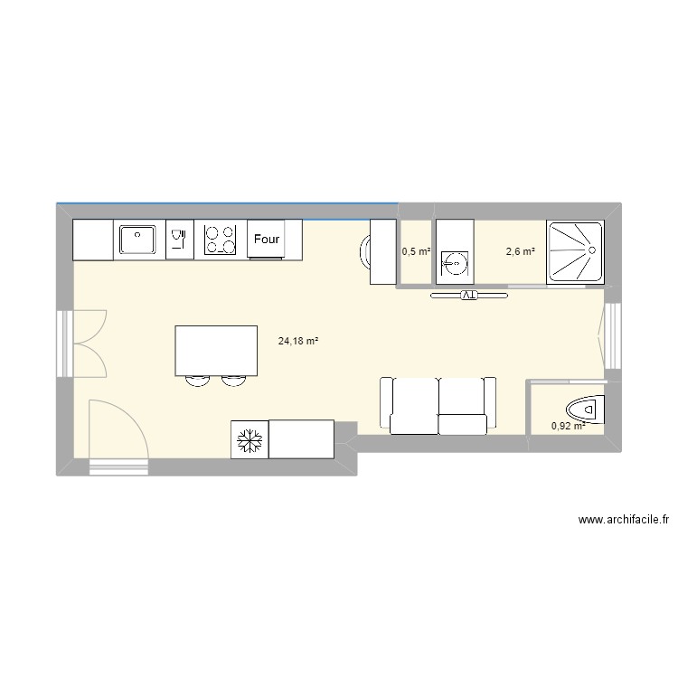 Plan 3. Plan de 3 pièces et 26 m2