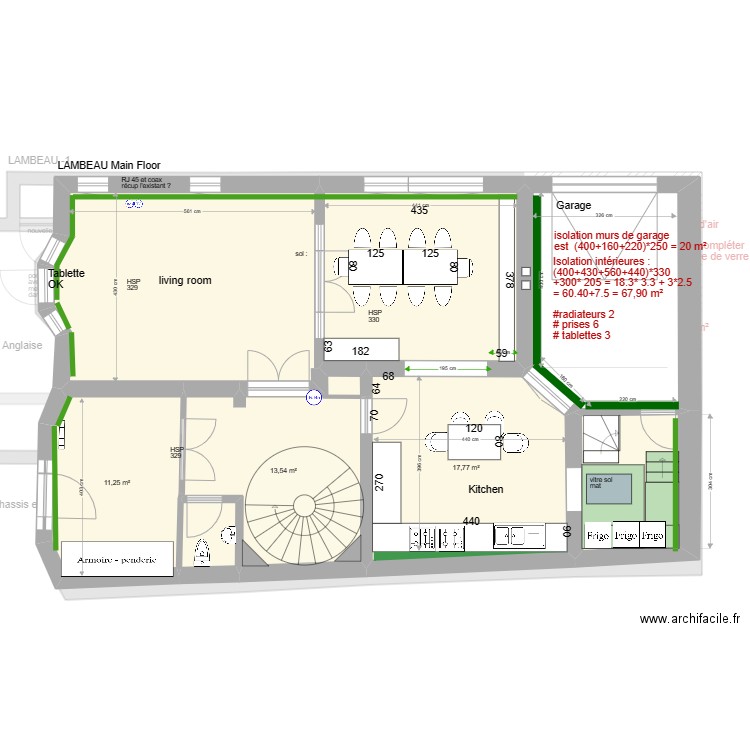 LAMBEAU. Plan de 27 pièces et 405 m2