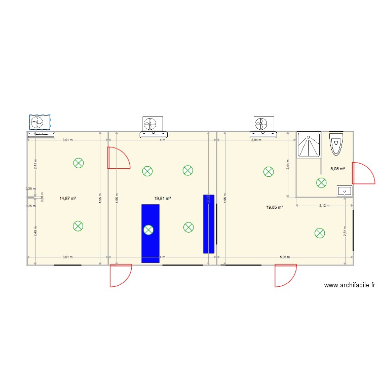 SGB 2. Plan de 4 pièces et 60 m2