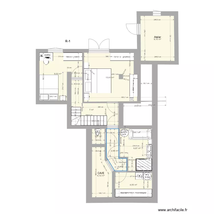 Plan R moins 1 escalier ter b. Plan de Plan R moins 1 escalier ter b. Plan de
