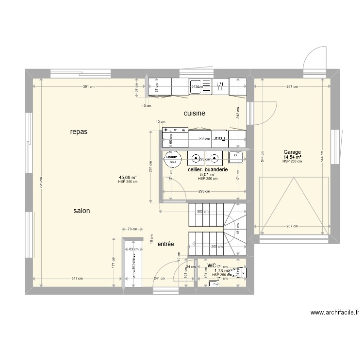 hermes 1. Plan de 4 pièces et 67 m2