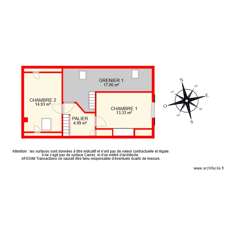 BI 8862 ETAGE . Plan de 10 pièces et 55 m2