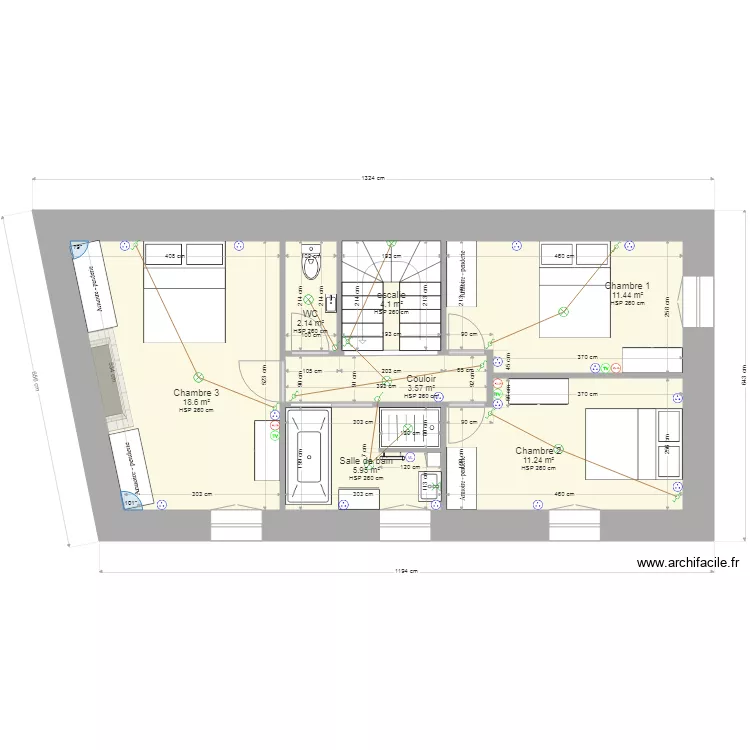 electricite 1 etage. Plan de 