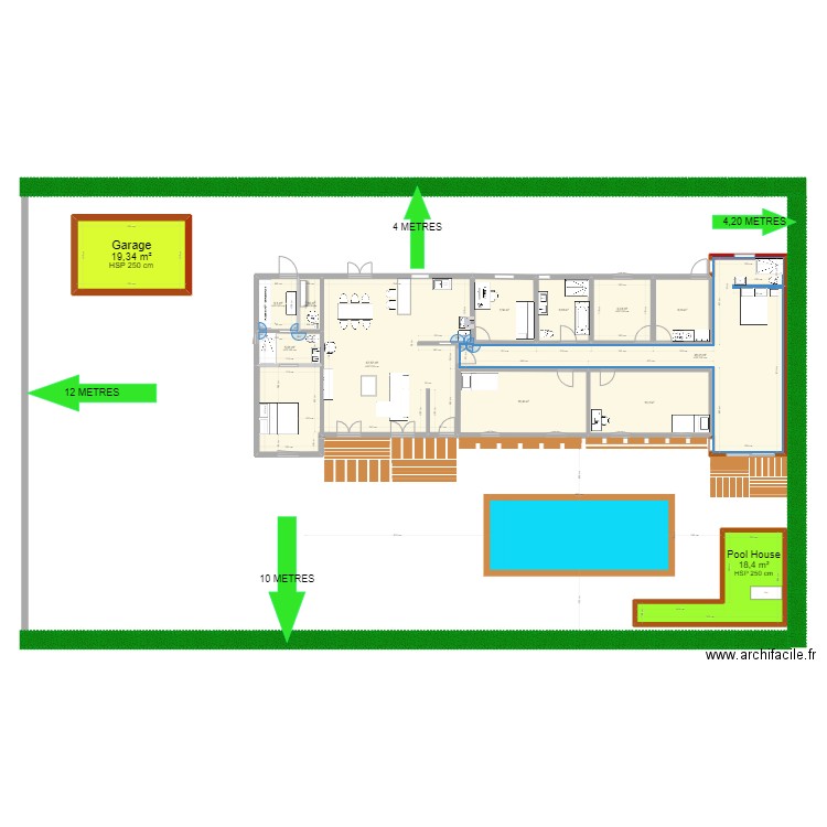 Plan Gujan V2. Plan de 13 pièces et 242 m2