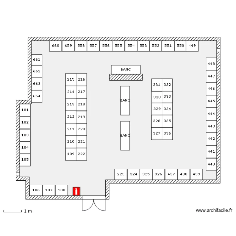 SUN VALLEE / plan des casiers &agrave; skis .. Plan de 