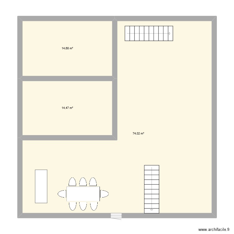 base. Plan de 3 pièces et 103 m2