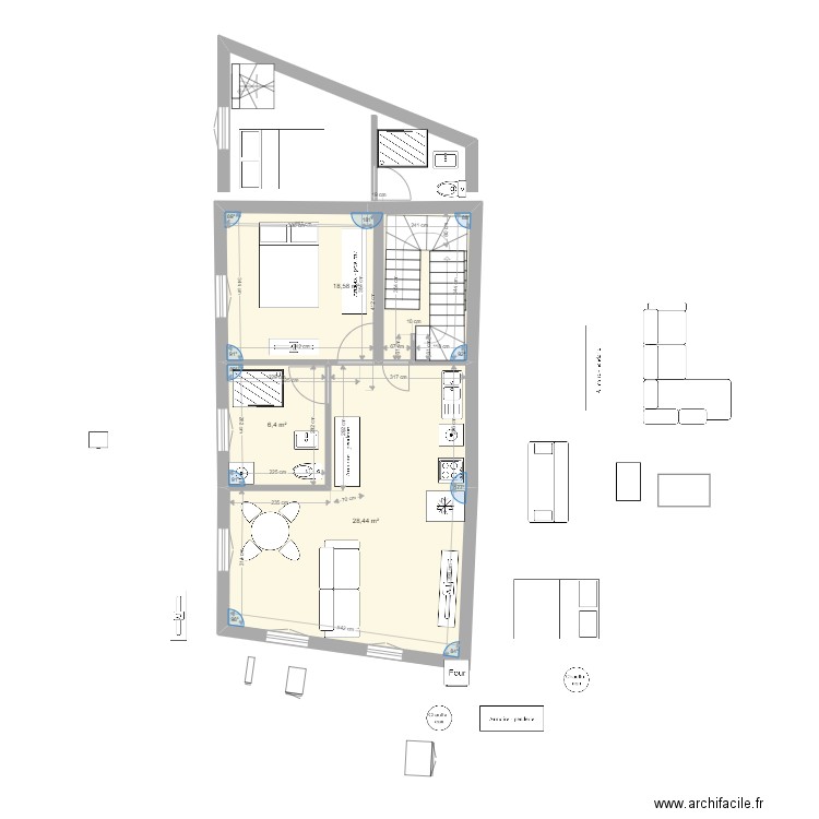 plan boucherie 1 er etage plan cuisine en face. Plan de 3 pièces et 53 m2