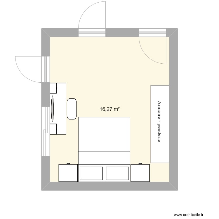 CHAMBRE TOUBA. Plan de 1 pièce et 16 m2