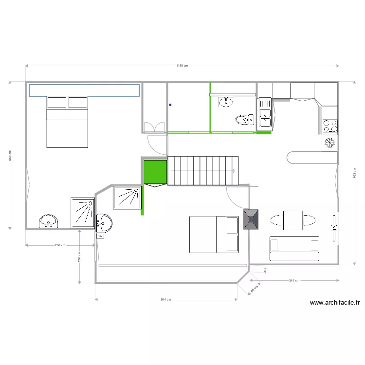 Madeleine 1er etage option 3. Plan de 