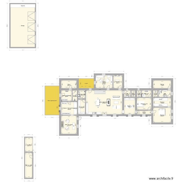 essai en cours. Plan de 40 pièces et 536 m2