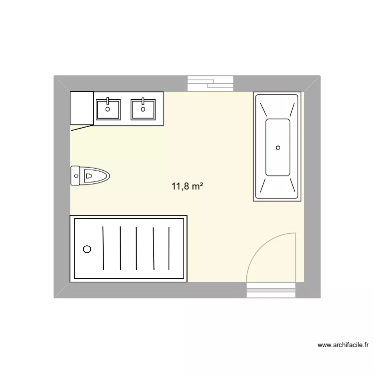 plan salle de bain. Plan de 1  et 12 m²