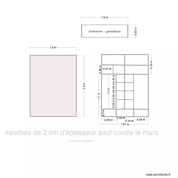 placard chambre. Plan de 