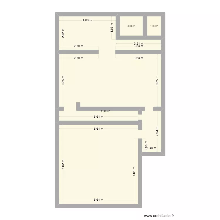 rdch. Plan de 3  et 85 m²