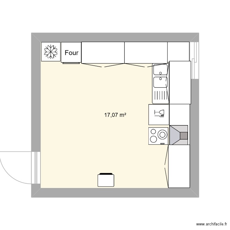 Plan pour une personne en situation de handicap 2. Plan de 1 pièce et 17 m2