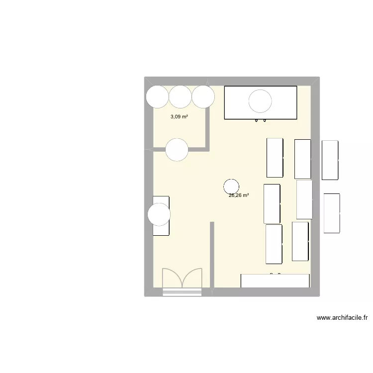 Sc&eacute;nographie v1. Plan de 2  et 29 m²