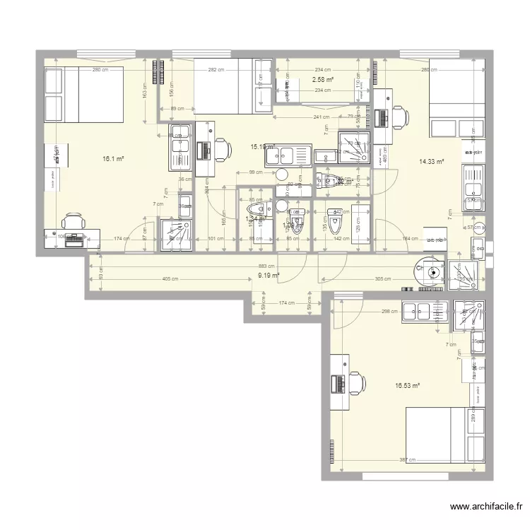RICHELIEU V1 Meubles. Plan de 