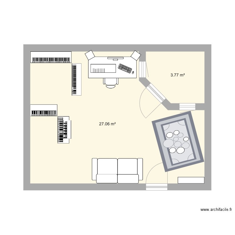 Plan studio cabine. Plan de 0 pièce et 0 m2