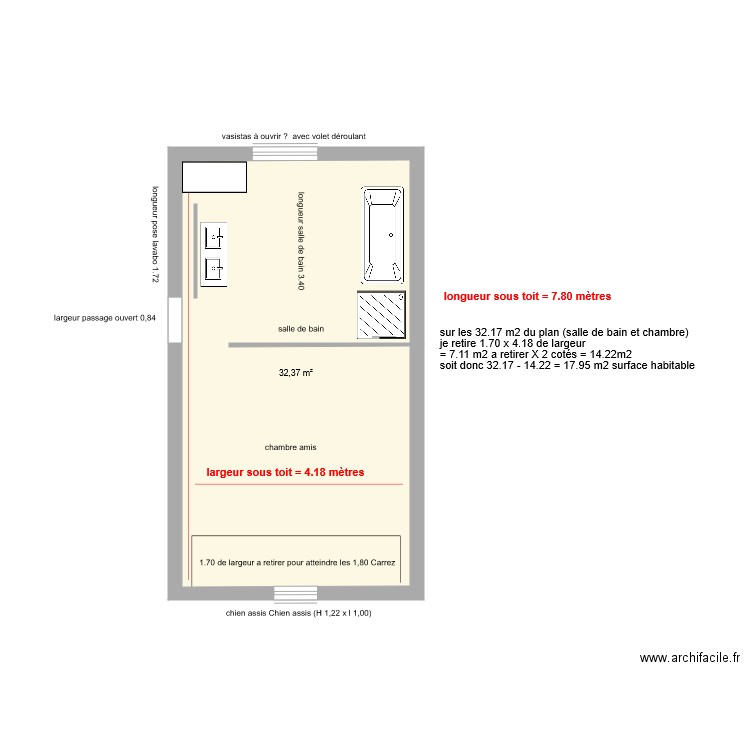 Salle de bains et chambre amis 1er étage projet 3. Plan de 0 pièce et 0 m2