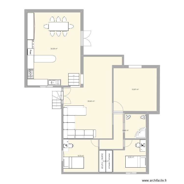 maisons1. Plan de 7 pièces et 107 m2