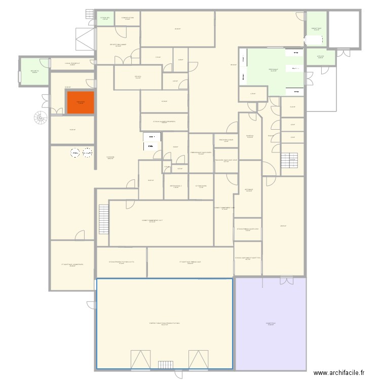 TDV2021v1PHASE 1 + CHAPITEAU. Plan de 47 pièces et 973 m2