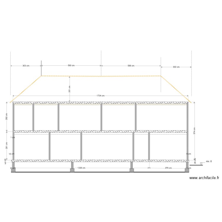 maison cameroun coupe AA. Plan de 0 pièce et 0 m2