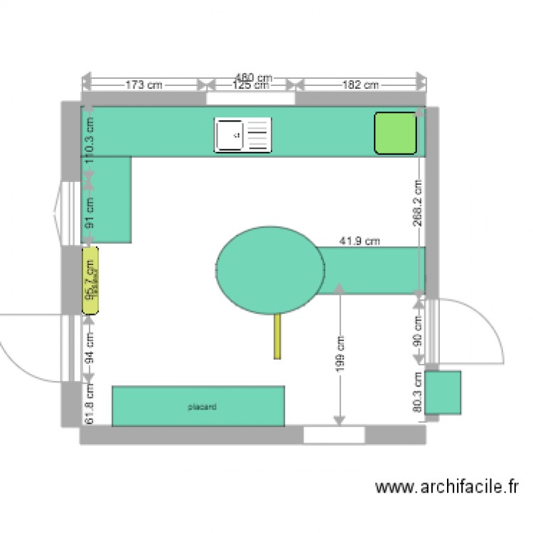 cuisine Aline. Plan de 0 pièce et 0 m2