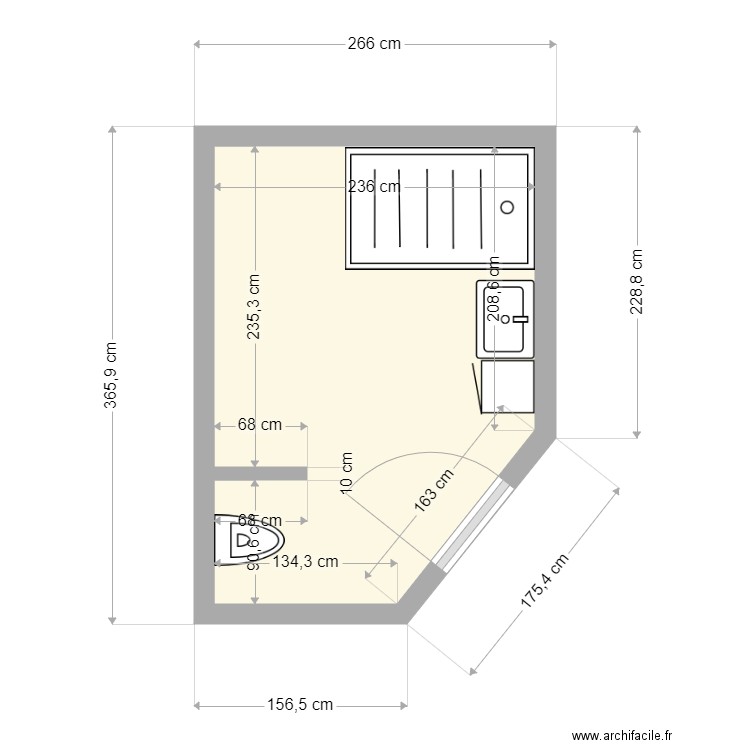 wc action dépannage bis. Plan de 1 pièce et 7 m2