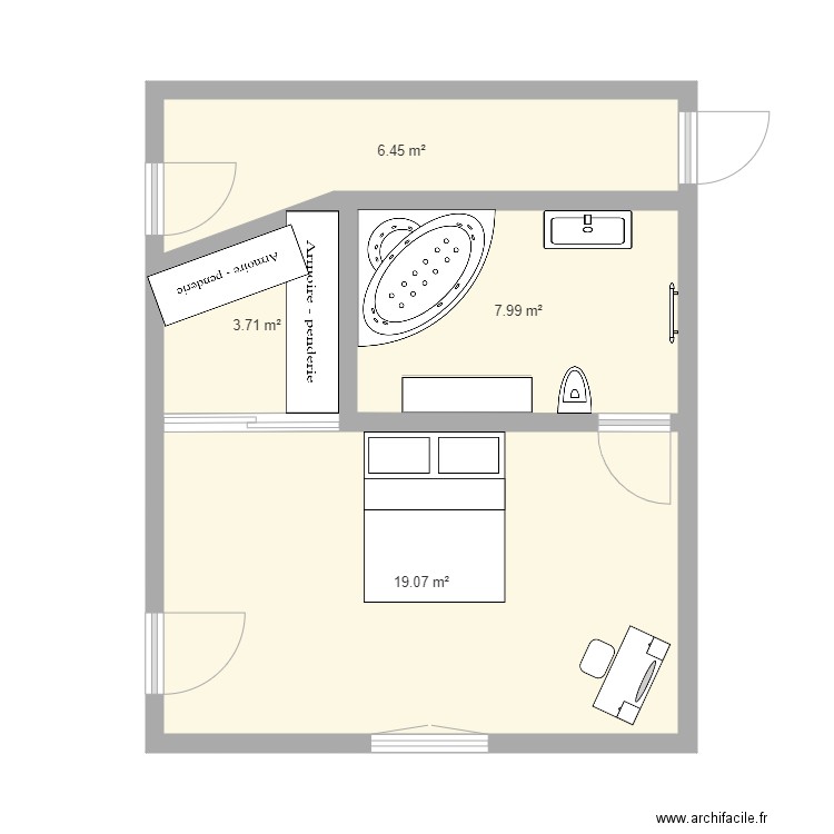 salle de bain wc  et chambre 3. Plan de 0 pièce et 0 m2