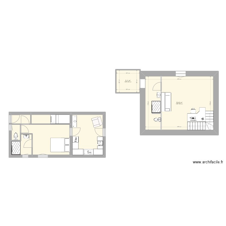 nouveau projet haut. Plan de 8 pièces et 75 m2