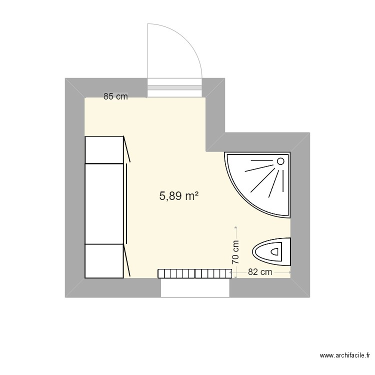 Lorène Masset. Plan de 1 pièce et 6 m2