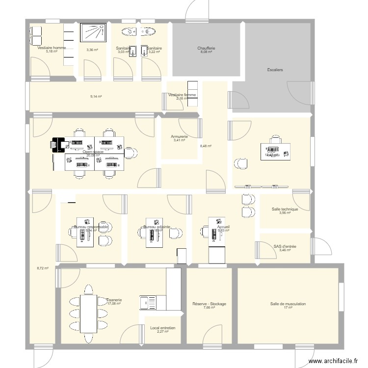 PM projet coudoux V4. Plan de 22 pièces et 181 m2