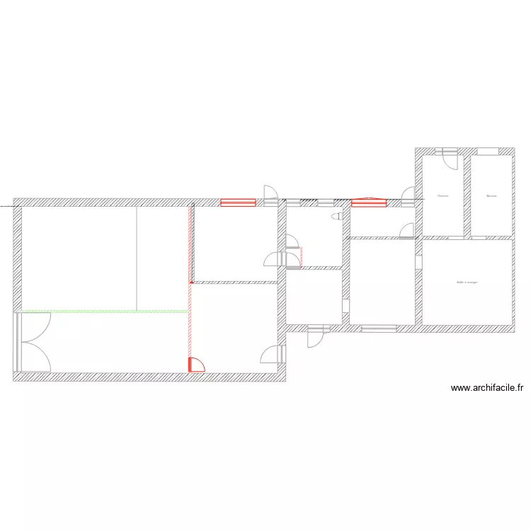 Maison et grange Peissant RDC modifications. Plan de 