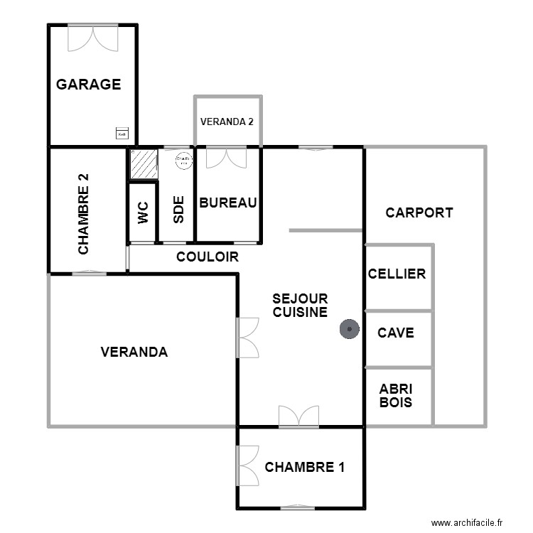 TERRIER. Plan de 8 pièces et 80 m2